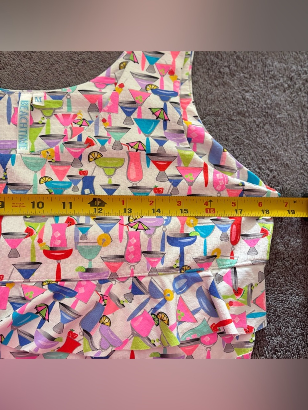 Beachtime by Lulu B Cocktail Hour Vibrant Ruffle Sleeveless Cha Cha Dress Sz M - Picture 6 of 7